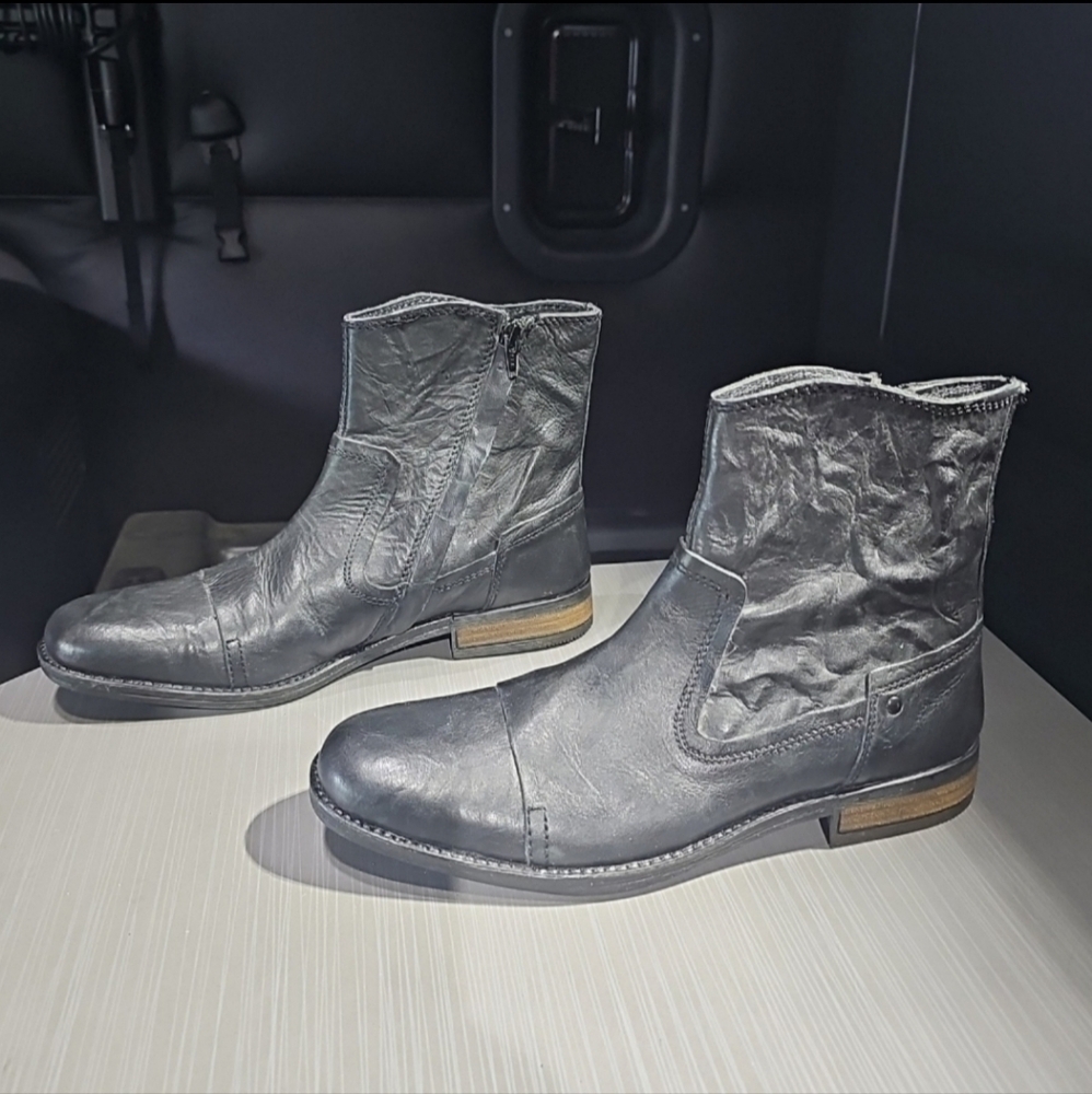 FRANCO FORTINI City 352046 Black Leather Ankle Chelsea Zipper Boots Men's 9 NWOT